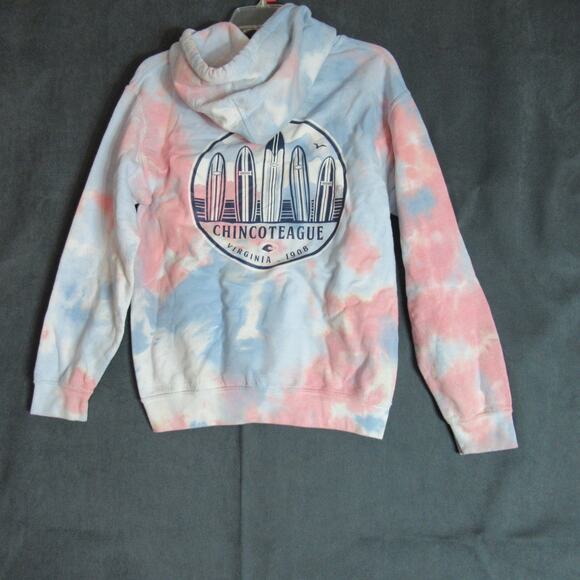 Gildan Hoodie Women Small Tie Dye Sweatshirt Chincoteague VA Grunge Poverty Chic - Picture 1 of 13